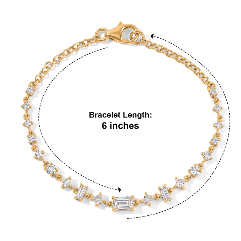 D'Joy Moissanite 1.80 ctw Celestial Symphony Bracelet in 18K Vermeil Yellow Gold Over Sterling Silver (6.50 In)