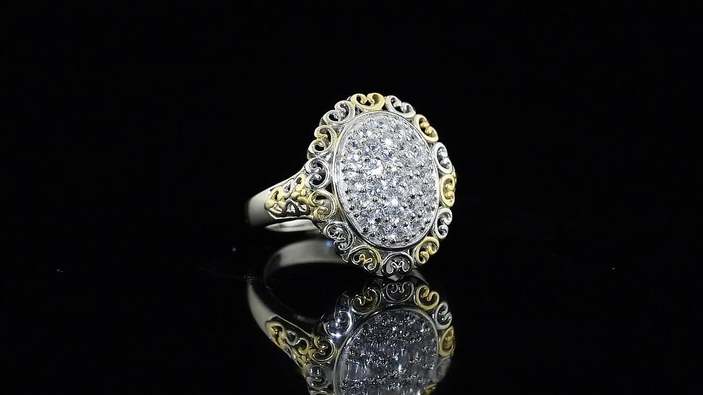 EverTrue Lab Created White Sapphire 1.00 ctw Ring in 18K YG Plated and Platinum Bond (Size 7.0)