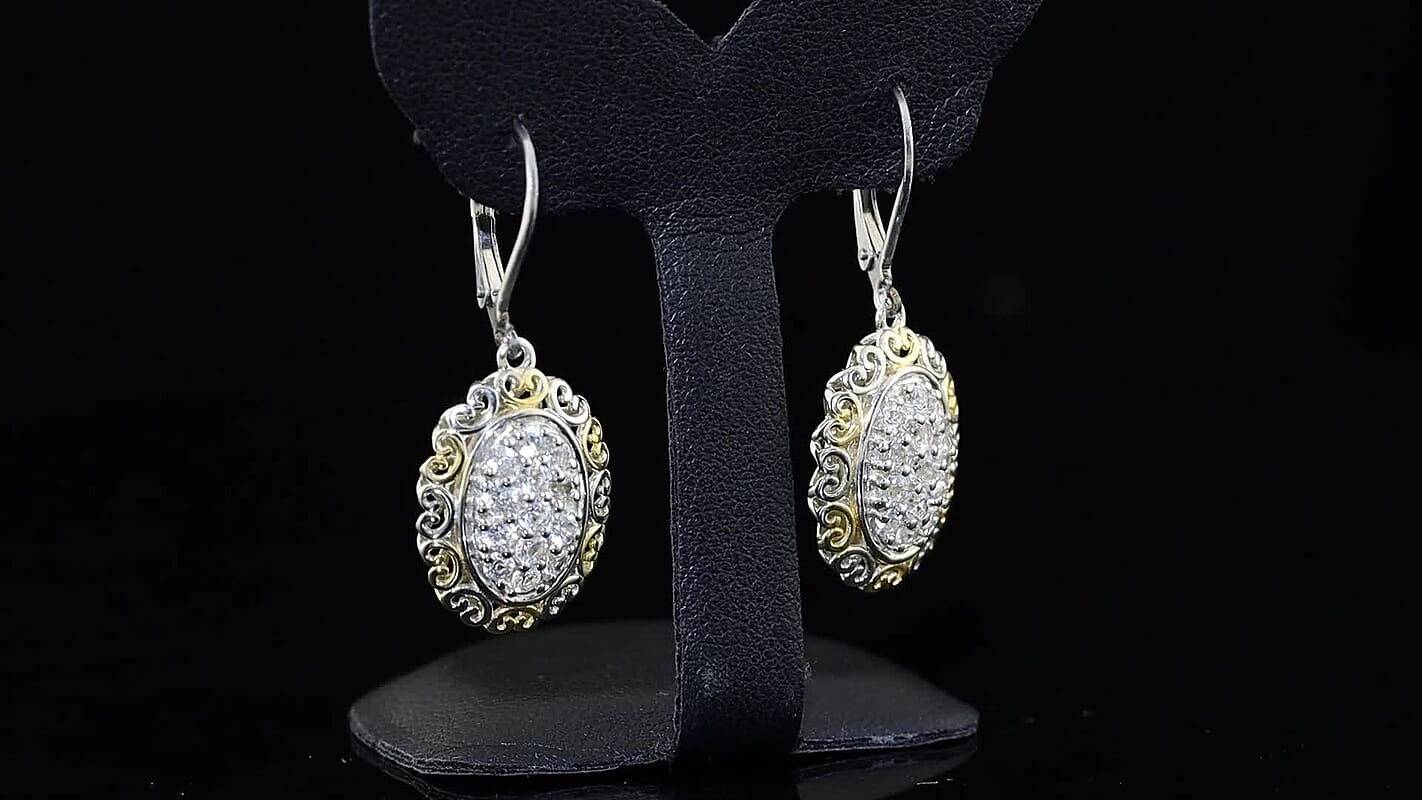 EverTrue Lab Created White Sapphire 1.35 ctw Solitaire Lever Back Earrings in 18K YG Plated and Platinum Bond