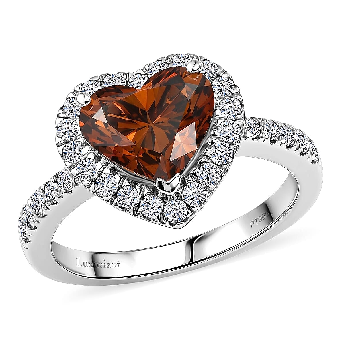 Luxuriant Lab Grown Red Diamond (IR) and Lab Grown Diamond VS 2.50 ctw Ring in 950 Platinum (Size  5.0)