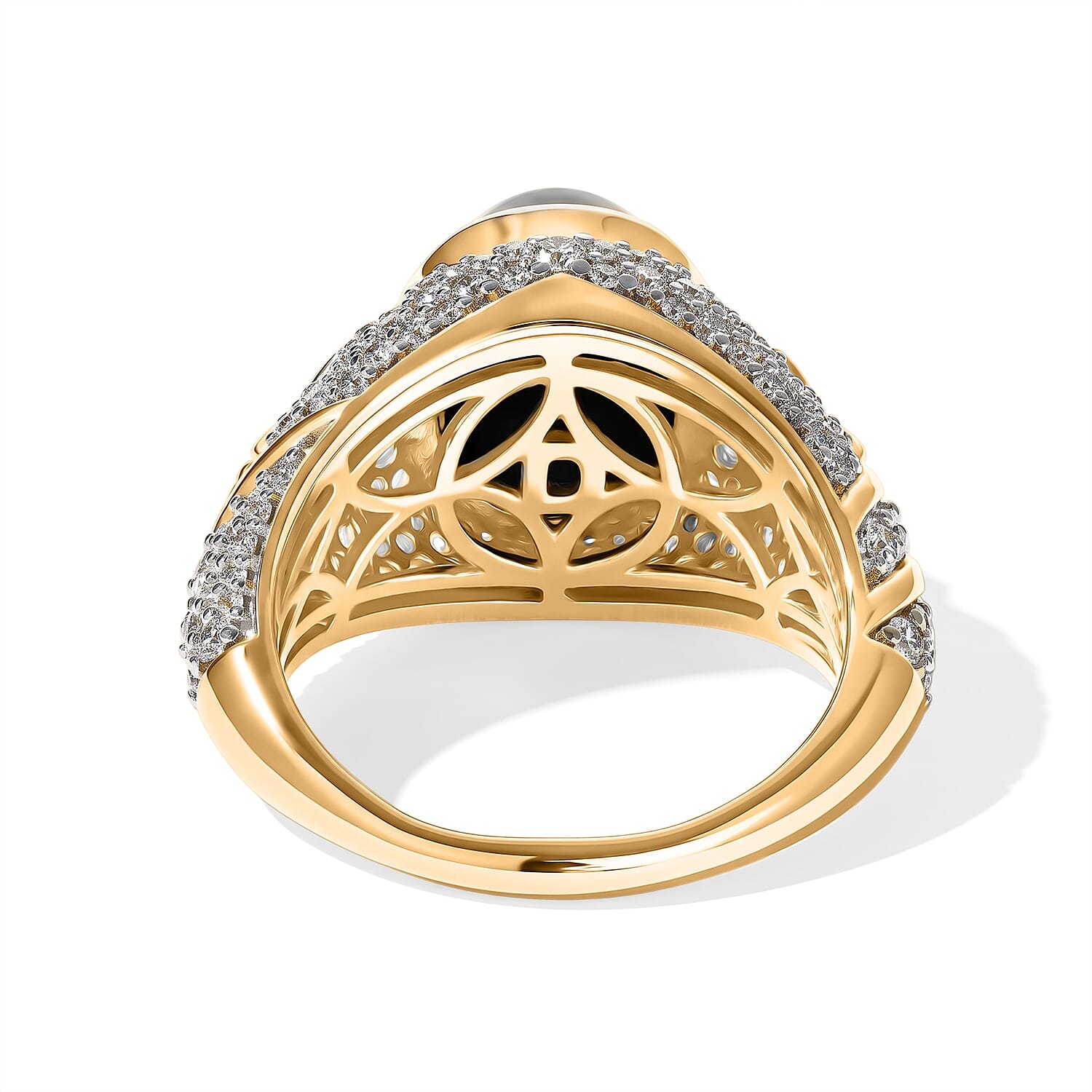 D'Joy Black Star Diopside, Moissanite Ring in 18K Vermeil YG Over Sterling Silver (Size 6.0) 6.15 ctw