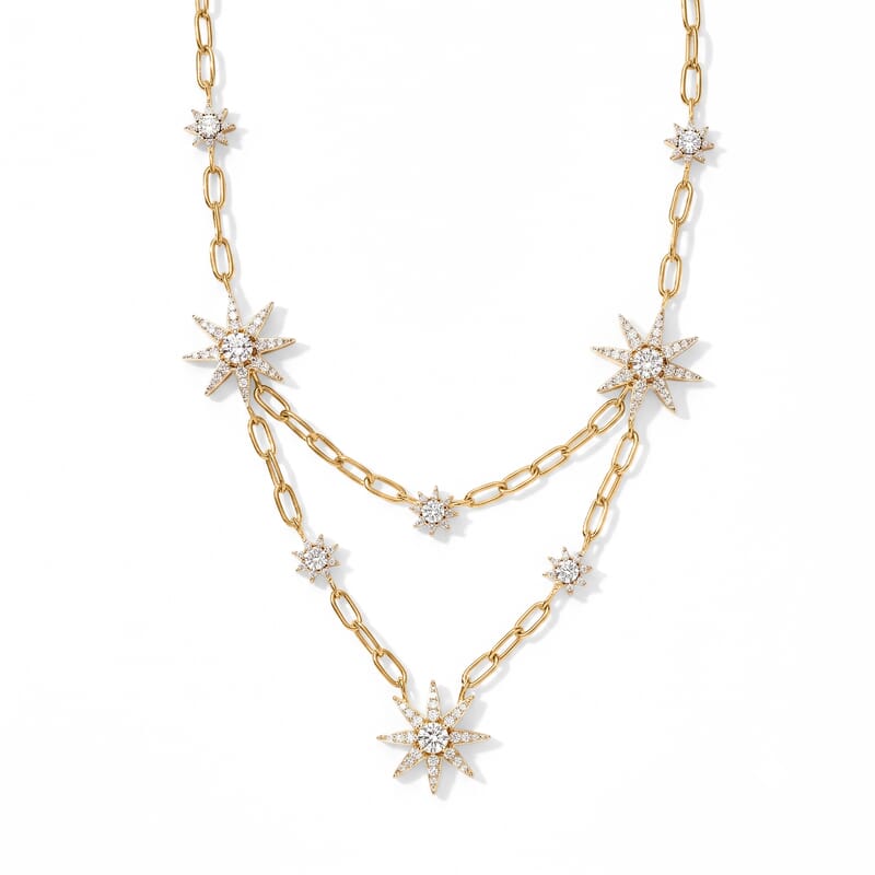 D'Joy Moissanite 2.00 ctw Celestial Spark Necklace (18 Inches) in 18K Vermeil Yellow Gold Over Sterling Silver