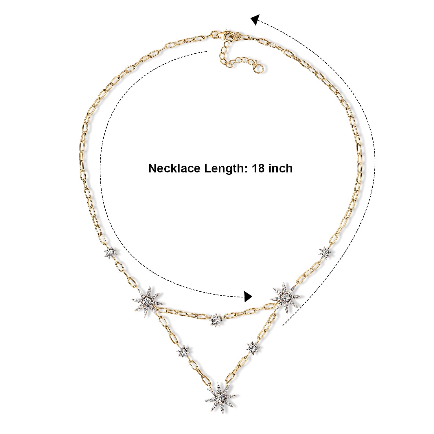 D'Joy Moissanite 2.00 ctw Necklace (18 Inches) in 18K Vermeil Yellow Gold Over Sterling Silver