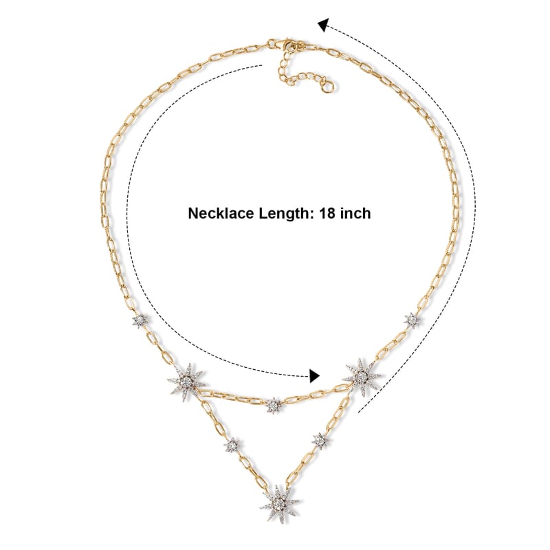 D'Joy Moissanite 2.00 ctw Celestial Spark Necklace (18 Inches) in 18K Vermeil Yellow Gold Over Sterling Silver