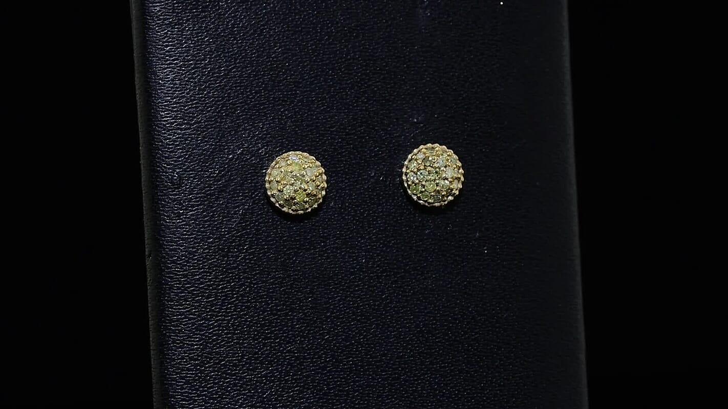 D''Joy Yellow Diamond I3 0.20 ctw Solitaire Stud Earrings in Rhodium Over Sterling Silver