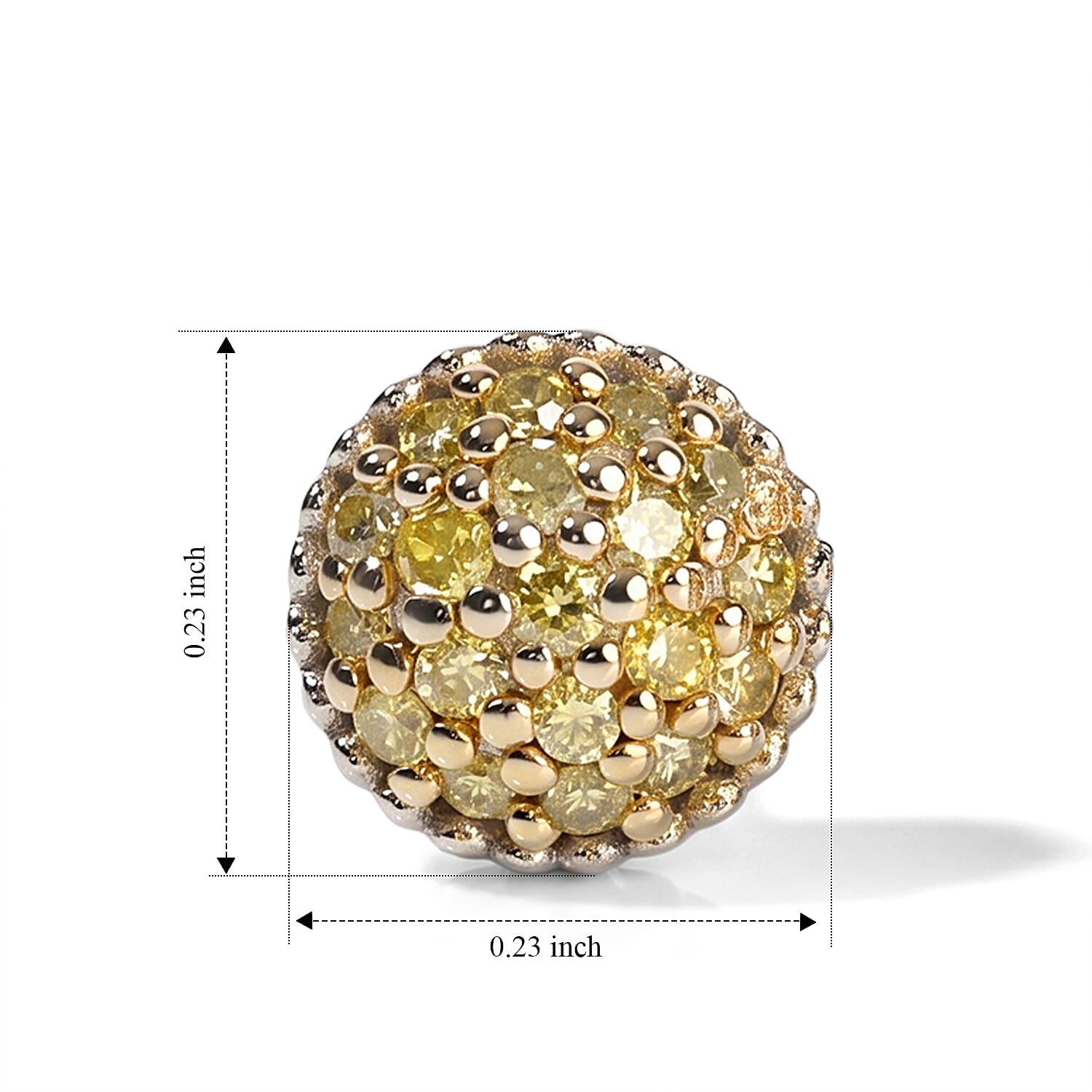 D'Joy Yellow Diamond I3 0.20 ctw Solitaire Stud Earrings in Rhodium Over Sterling Silver