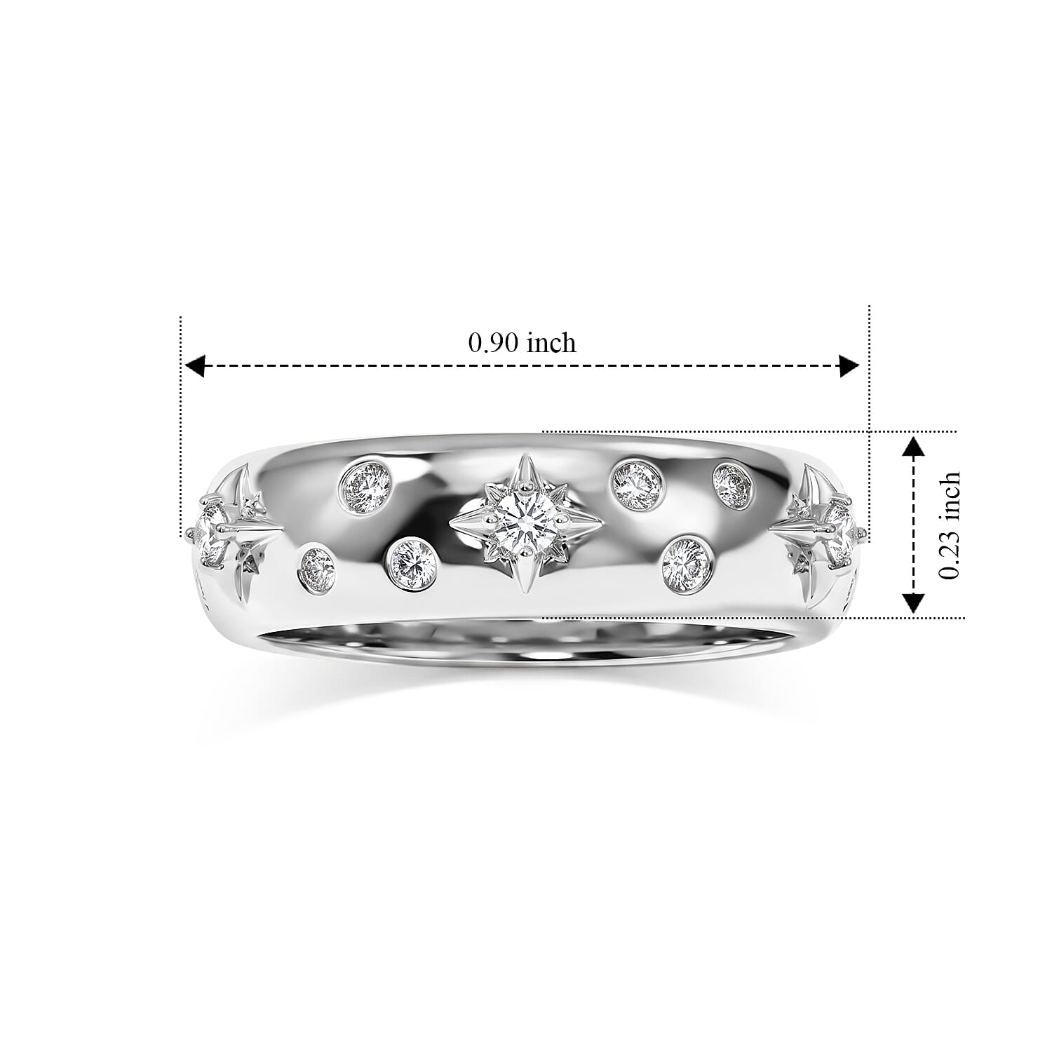EverTrue White Zircon 0.25 ctw Celestial Spark Band Ring in Platinum Bond (Size 5.0)