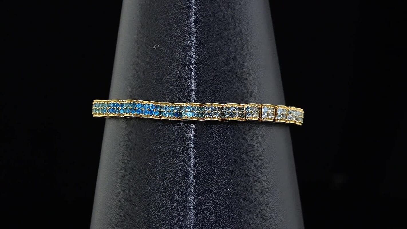 D''Joy Multi Gemstone 5.40 ctw Bracelet in 18K Vermeil Yellow Gold Over Sterling Silver (7.25 In)