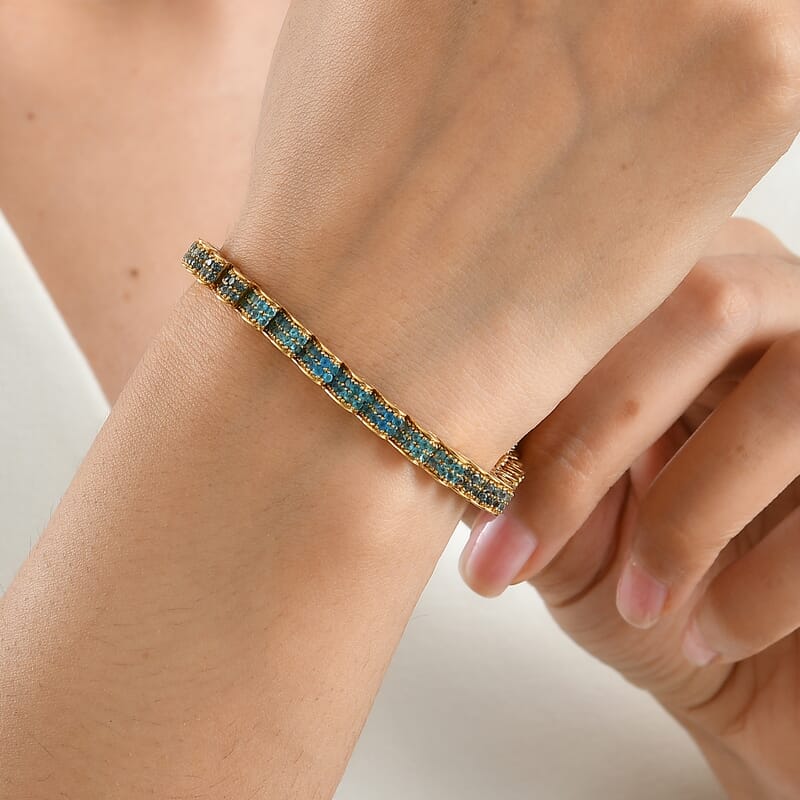D'Joy Multi Gemstone 5.40 ctw Bracelet in 18K Vermeil Yellow Gold Over Sterling Silver (7.25 In)