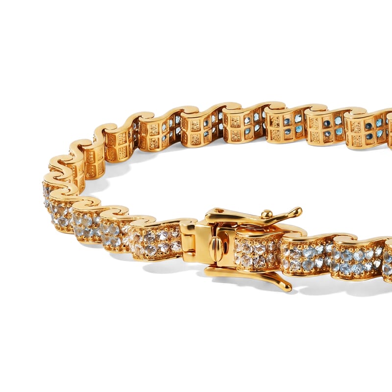 D'Joy Multi Gemstone 5.40 ctw Bracelet in 18K Vermeil Yellow Gold Over Sterling Silver (7.25 In)
