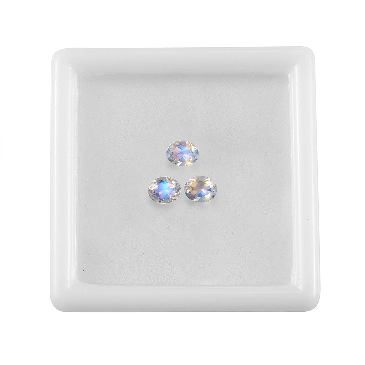 AAA Rainbow Moonstone Set of 3 (Ovl 5x4 mm) 0.85 ctw