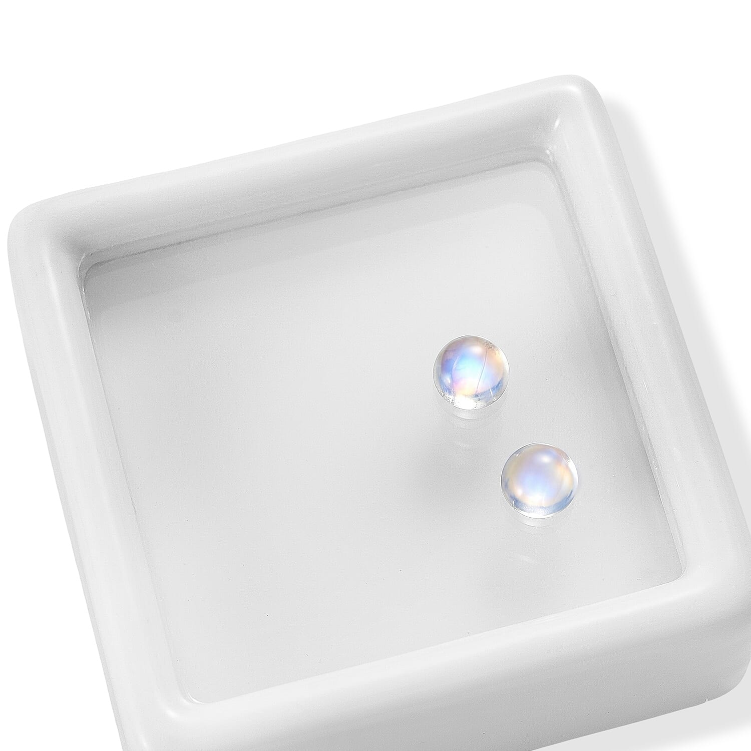 Rainbow Moonstone Set of 2 (Rnd 5 mm) 1.10 ctw