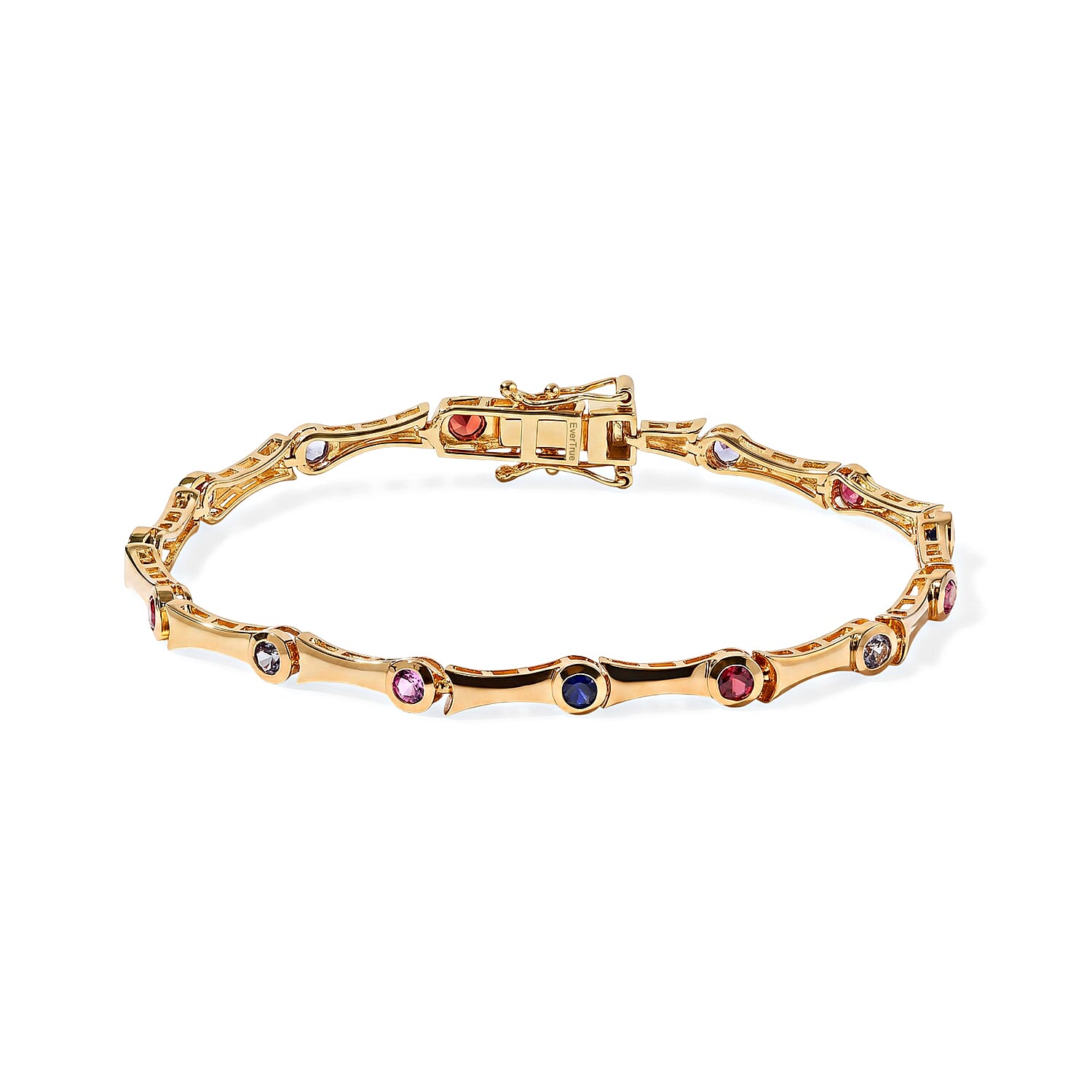 EverTrue Lab Created Multi Sapphire 2.25 ctw Bracelet in 18K YG Plated (7.25 In)