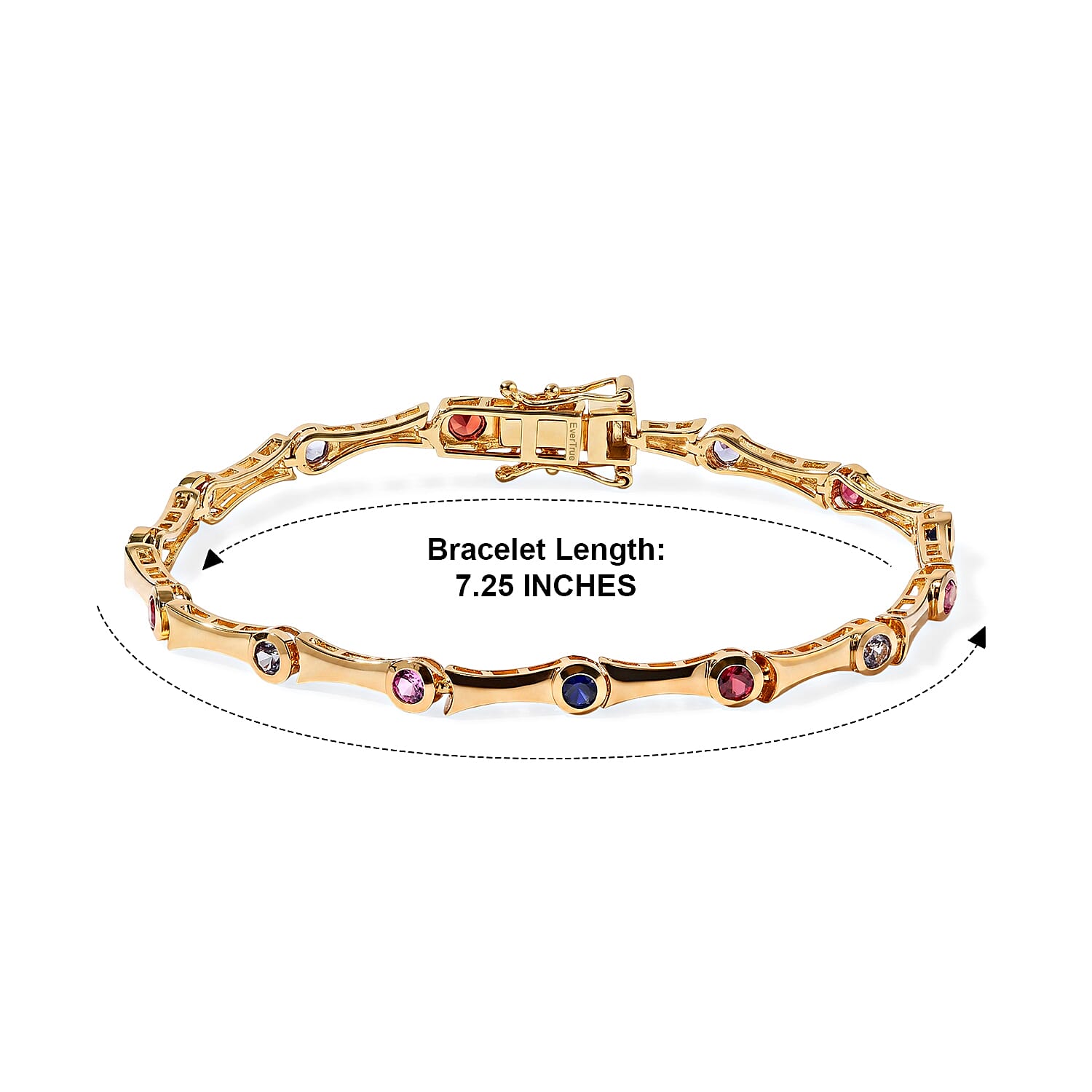 EverTrue Lab Created Multi Sapphire 2.25 ctw Bracelet in 18K YG Plated (7.25 In)