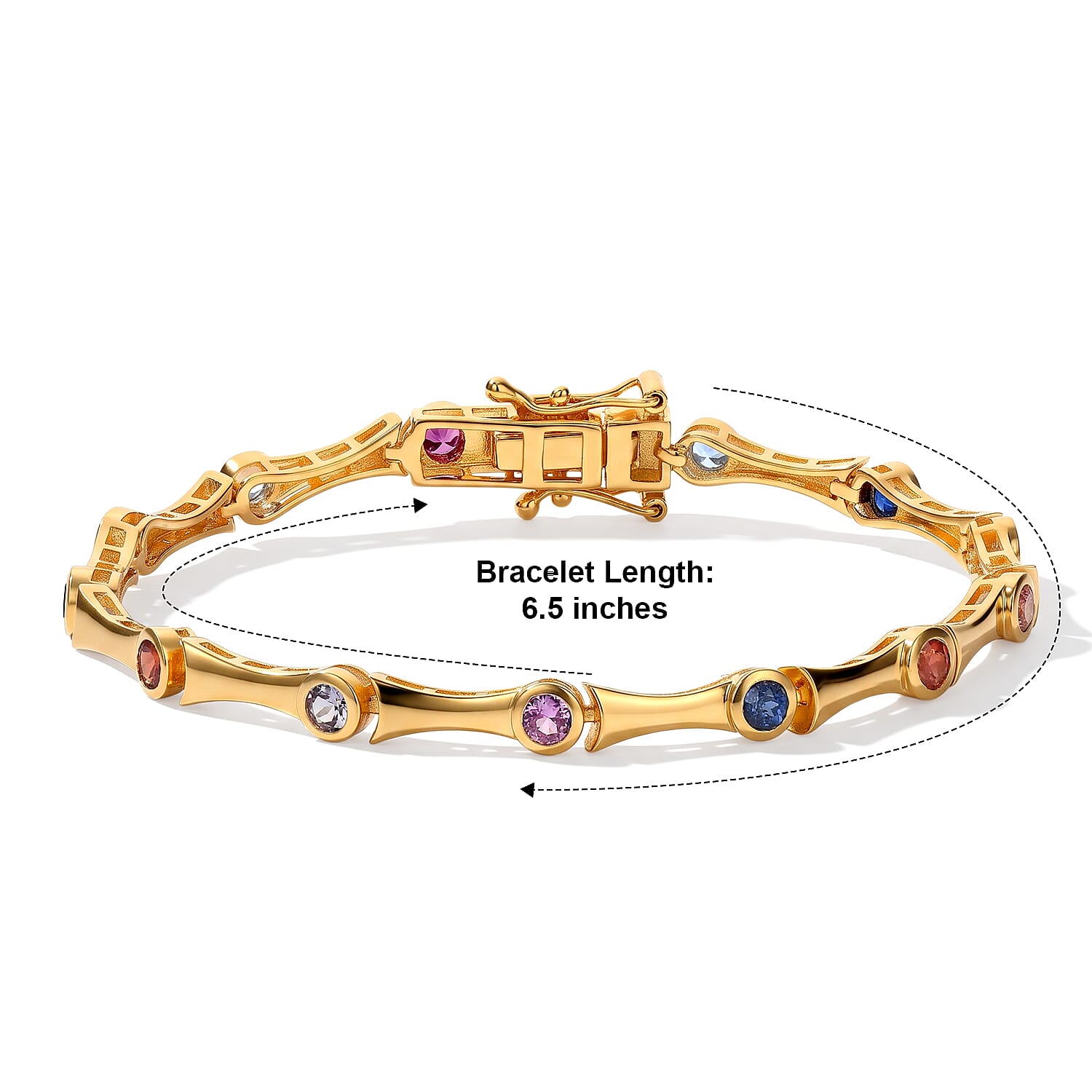 EverTrue Lab Created Multi Sapphire 2.00 ctw Spectrum Gleam Bracelet in 18K YG Plated (6.50 In)
