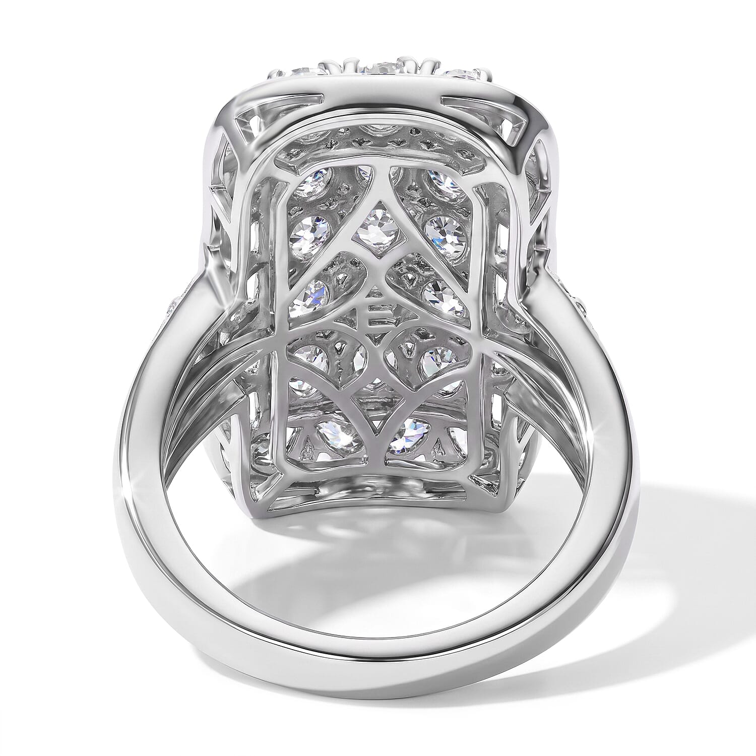 EverTrue Lab Created White Sapphire and White Zircon 2.85 ctw Cluster Ring in 18K YG Plated and Platinum Bond (Size 7.0)