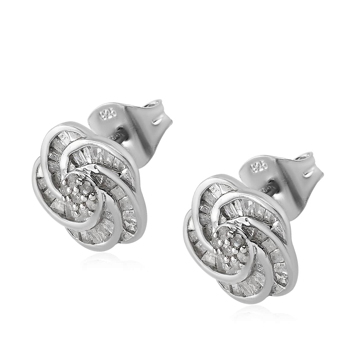 Natural Champagne Diamond Stud Earrings in Platinum Over Sterling Silver 0.50 image number 3