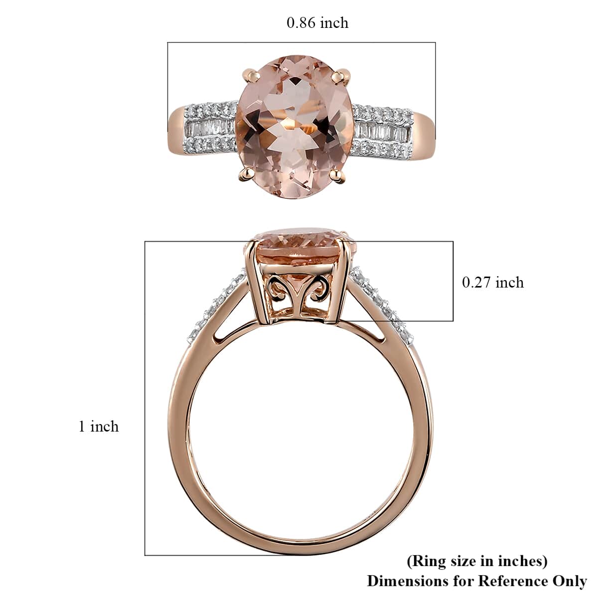 Luxoro 10K Rose Gold Premium Marropino Morganite and Diamond Ring (Size 7.0) 3.40 ctw image number 5