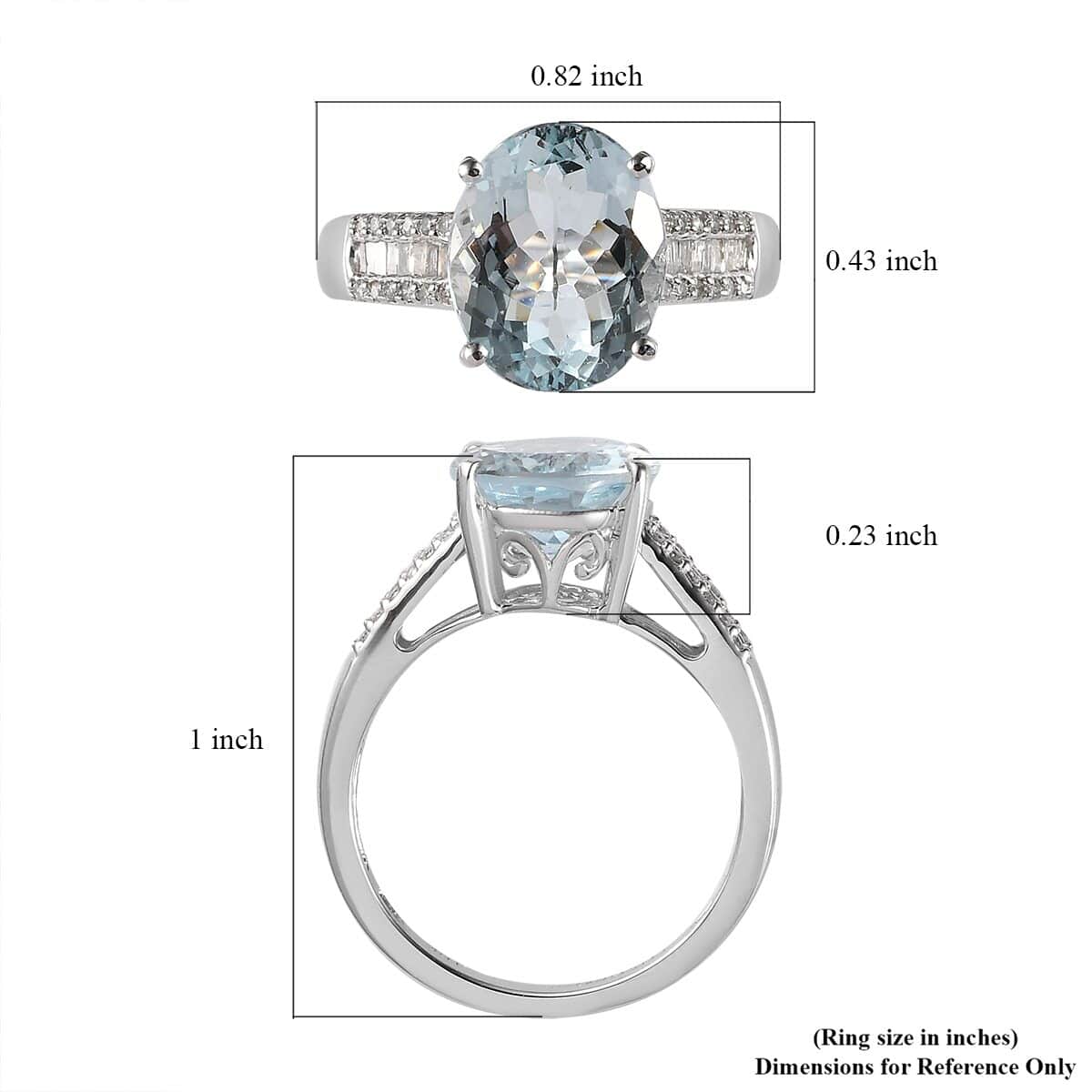 Luxoro 10K White Gold Premium Mangoro Aquamarine and Diamond Ring (Size 10.0) 3.40 ctw image number 5
