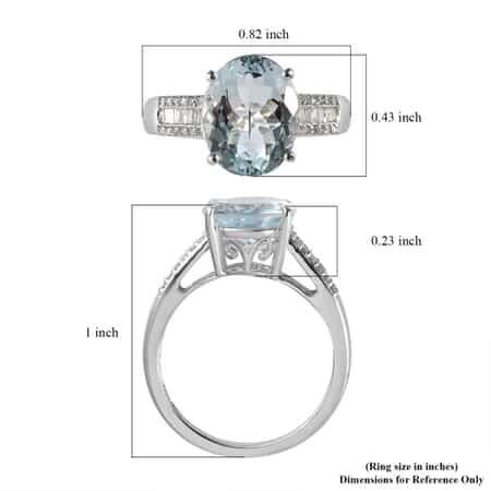 Luxoro 10K White Gold Premium Mangoro Aquamarine and Diamond Ring (Size 8.0) 3.40 ctw image number 5