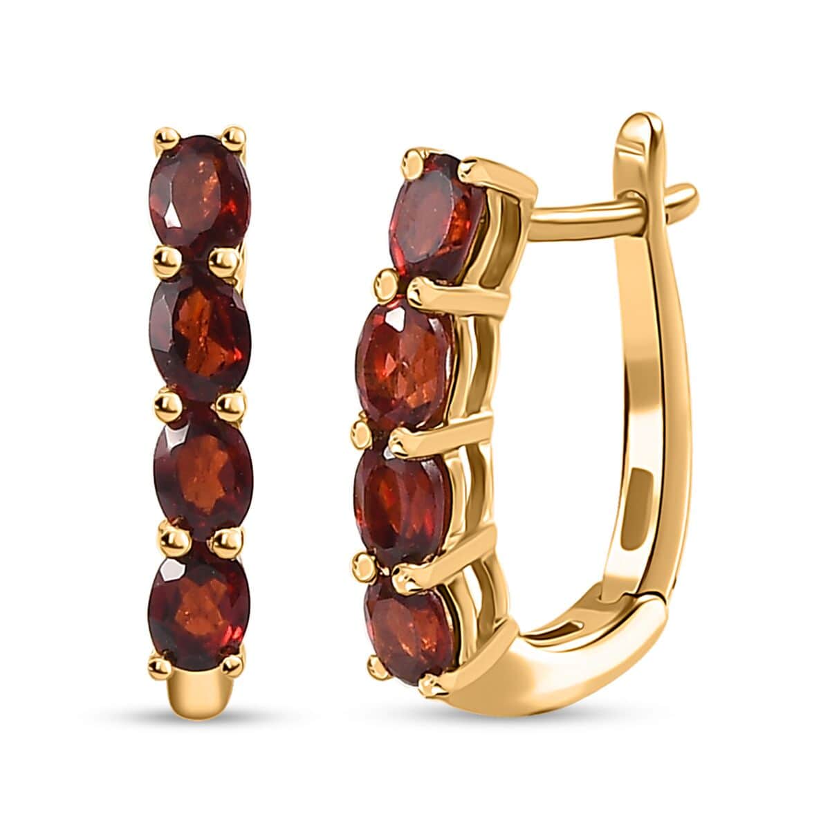 Mozambique Garnet Huggie Hoop Earrings in 14K Yellow Gold Over Sterling Silver 1.75 ctw image number 0