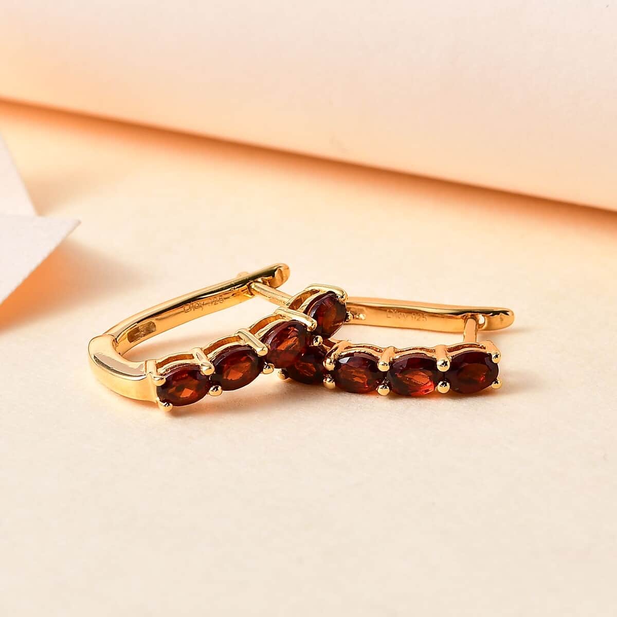 Mozambique Garnet Huggie Hoop Earrings in 14K Yellow Gold Over Sterling Silver 1.75 ctw image number 1