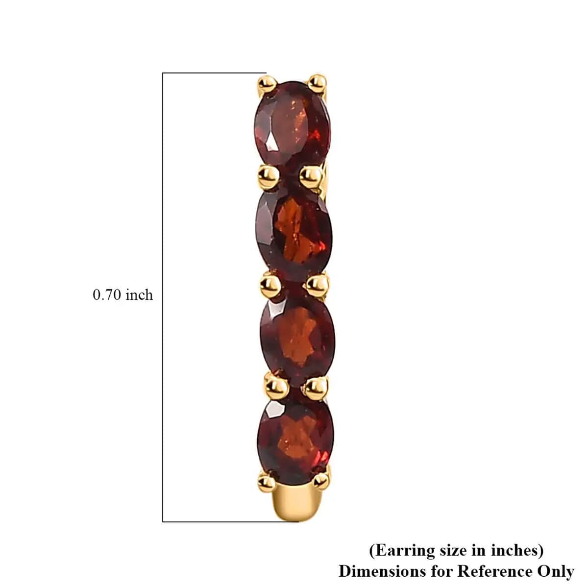 Mozambique Garnet 1.85 ctw Huggie Hoop Earrings in 14K Yellow Gold Over Sterling Silver image number 7