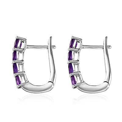 African Amethyst 1.25 ctw Earrings in Platinum Over Sterling Silver