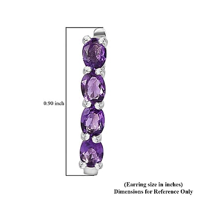 African Amethyst 1.25 ctw Earrings in Platinum Over Sterling Silver