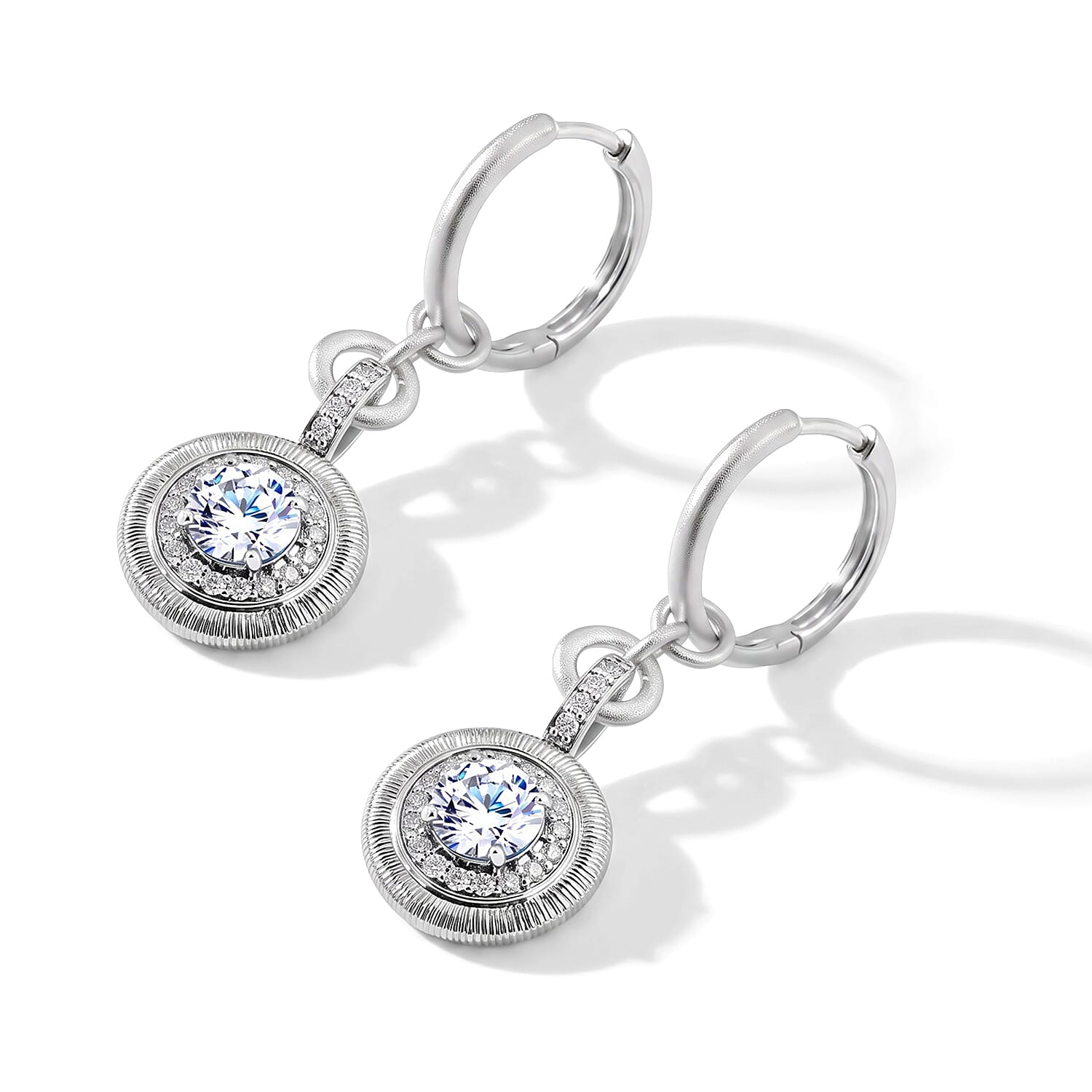 Clarte Moissanite 2.35 ctw Sundial Earrings in Sterling Silver