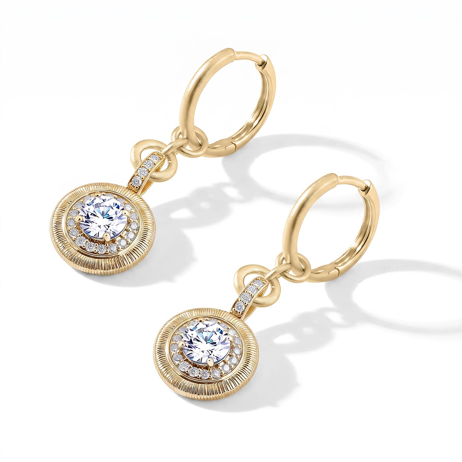 Clarte Sundial Collection Moissanite 2.35 ctw Earrings in 14K Yellow Gold Over Sterling Silver
