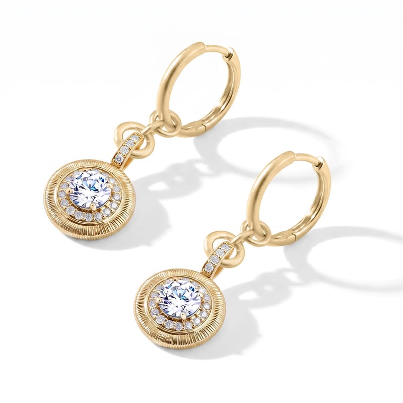 Clarte Sundial Collection Moissanite 2.35 ctw Earrings in 14K Yellow Gold Over Sterling Silver