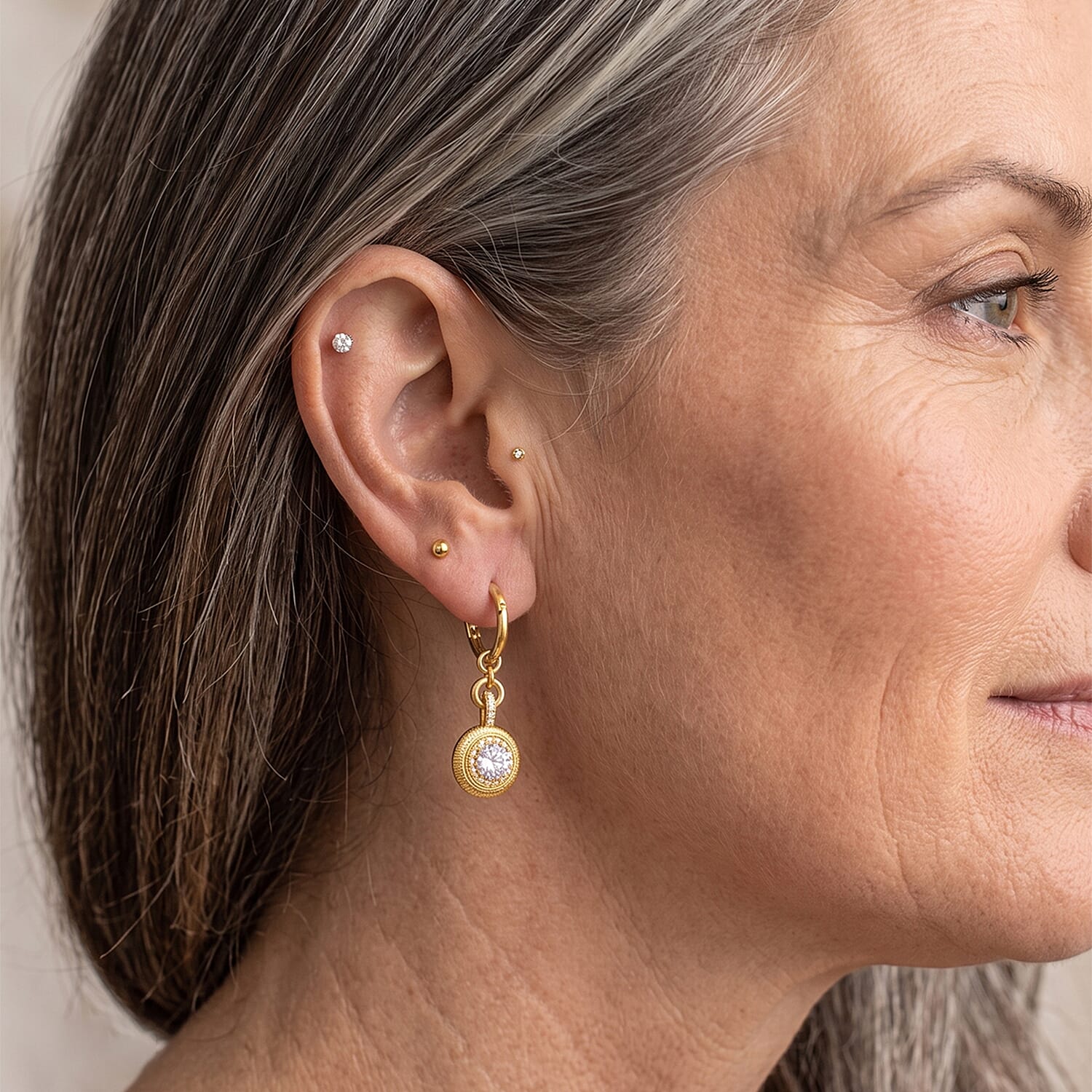 Clarte Sundial Collection Moissanite 2.35 ctw Earrings in 14K Yellow Gold Over Sterling Silver