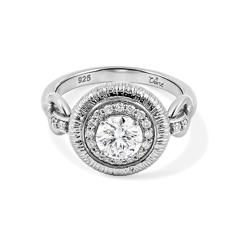 Clarte Moissanite 1.06 ctw Sundial Ring in Sterling Silver (Size 6.0)