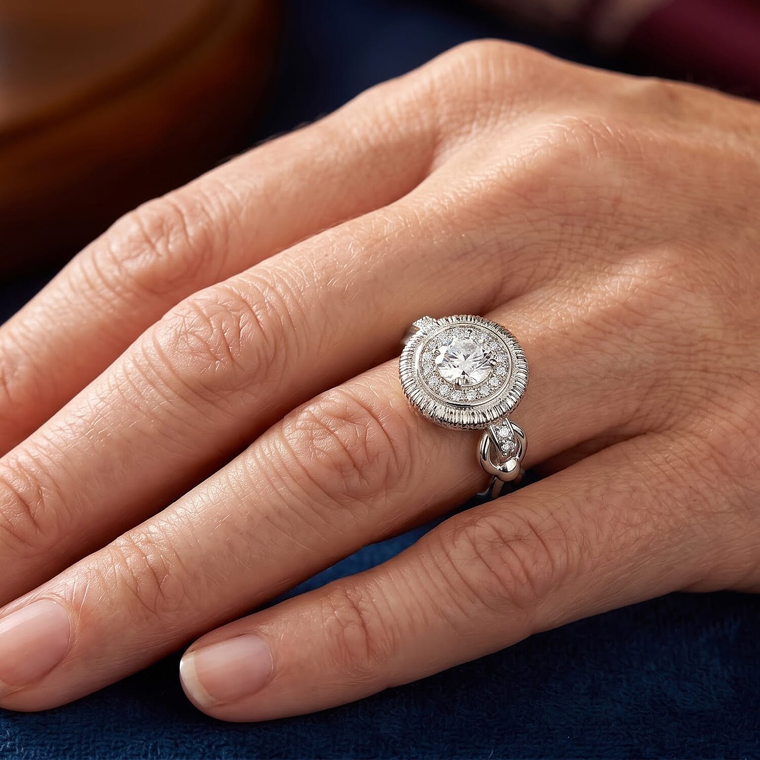 Clarte Moissanite 1.06 ctw Sundial Ring in Sterling Silver (Size 6.0)