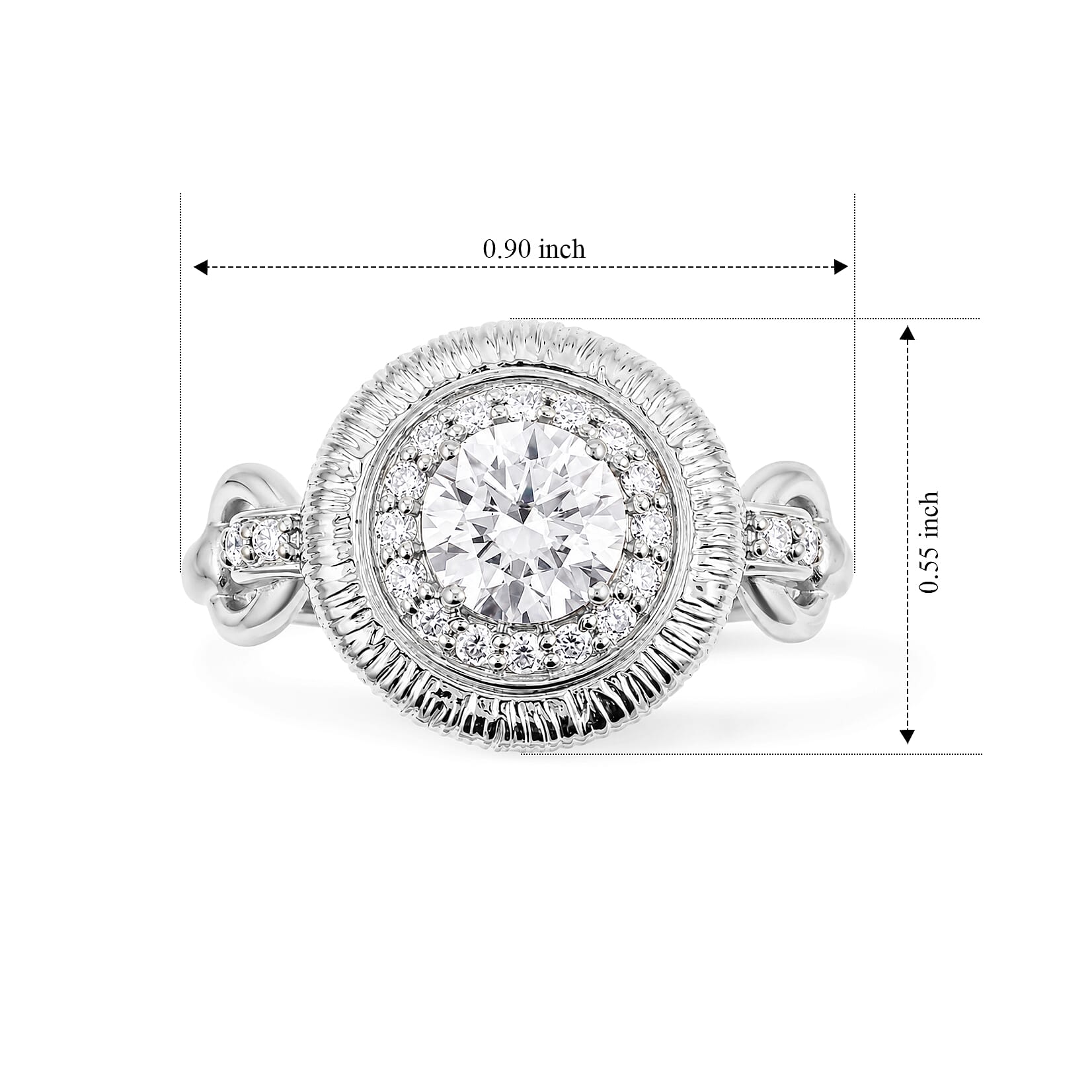 Clarte Moissanite 1.06 ctw Sundial Ring in Sterling Silver (Size 6.0)