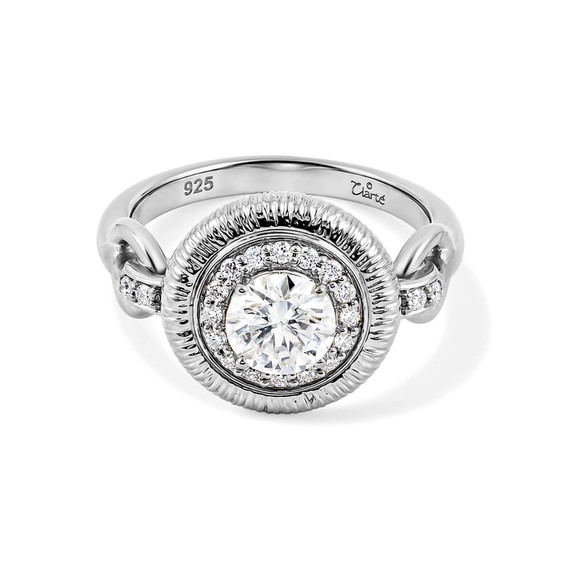 Clarte Sundial Collection Moissanite 1.06 ctw Ring in Sterling Silver (Size 9.0)