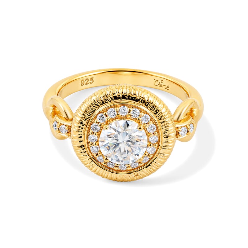 Clarte Sundial Collection Moissanite 1.06 ctw Ring in 14K Yellow Gold Over Sterling Silver (Size 6.0)