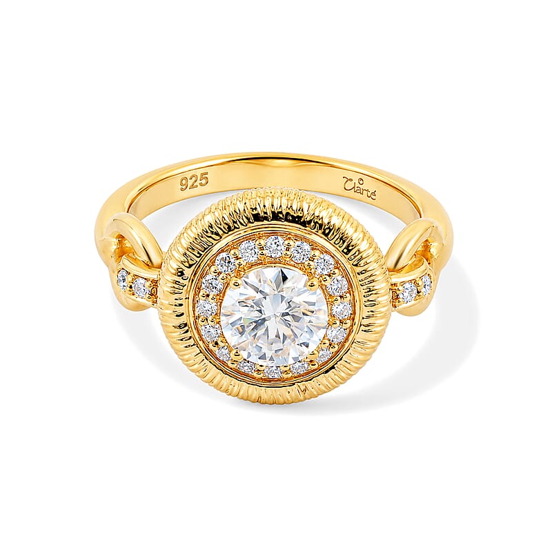 Clarte Sundial Collection Moissanite 1.06 ctw Ring in 14K Yellow Gold Over Sterling Silver (Size 6.0)