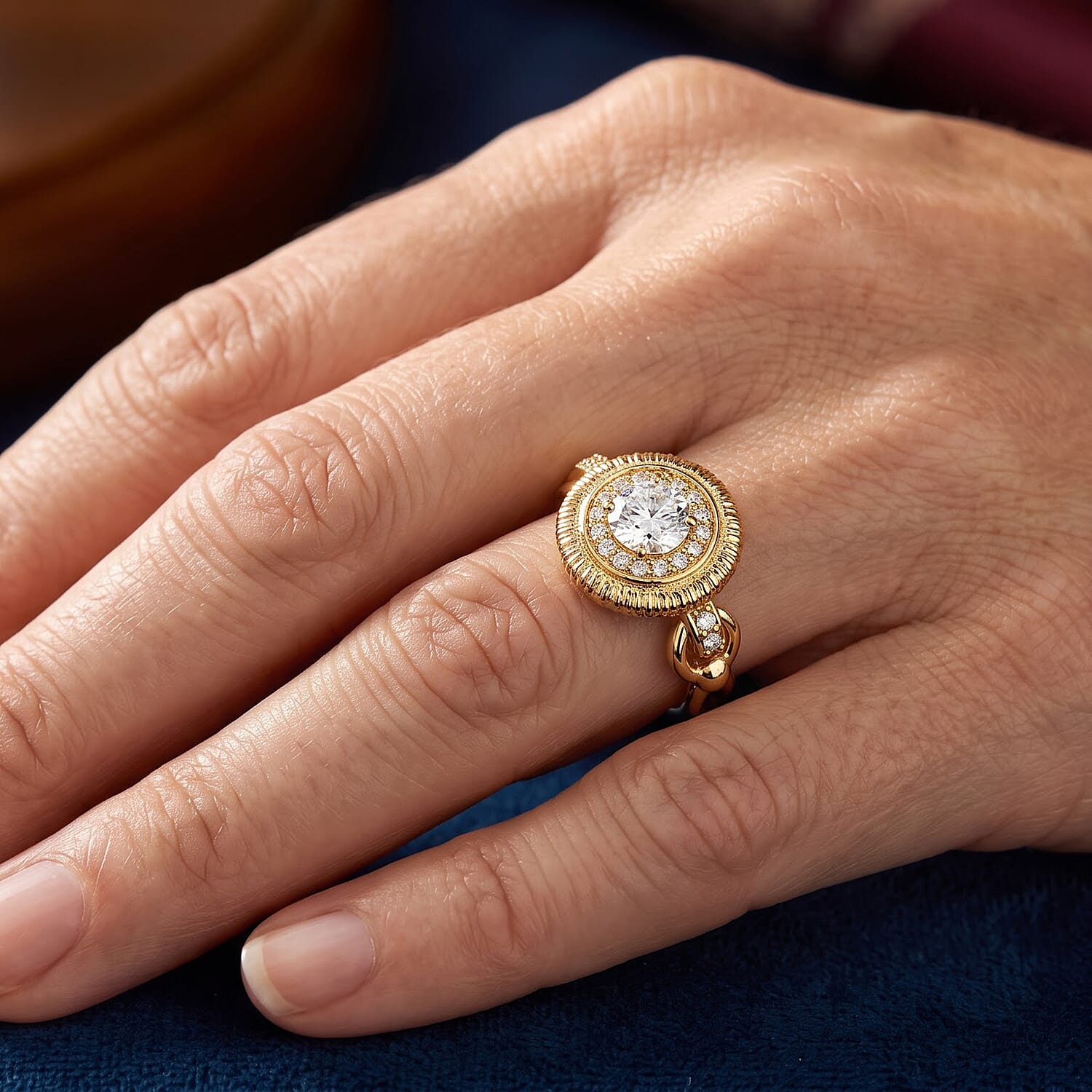 Clarte Sundial Collection Moissanite 1.06 ctw Ring in 14K Yellow Gold Over Sterling Silver (Size 6.0)