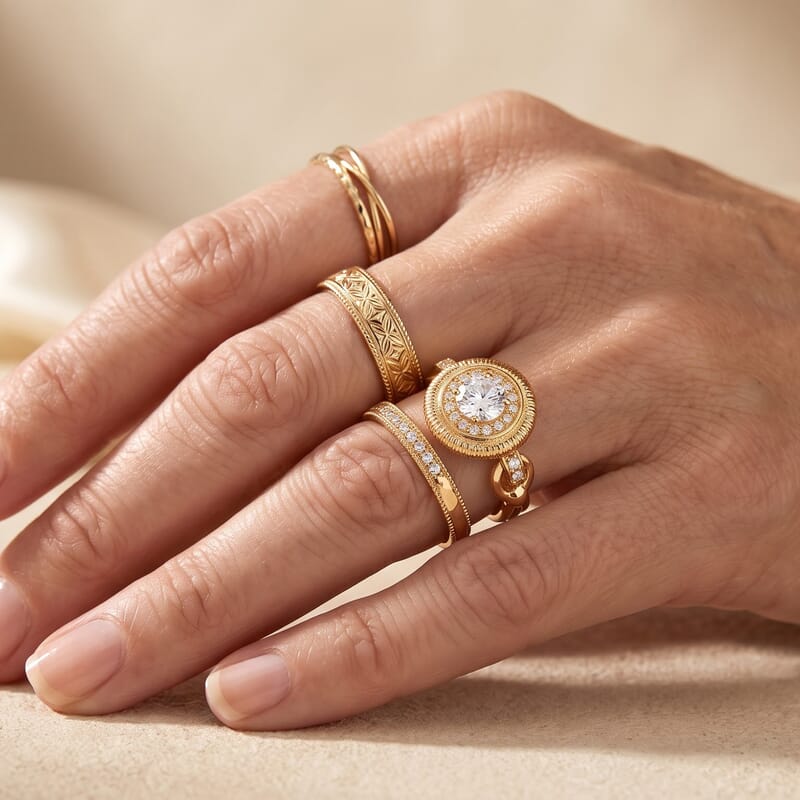 Clarte Sundial Collection Moissanite 1.06 ctw Ring in 14K Yellow Gold Over Sterling Silver (Size 6.0)
