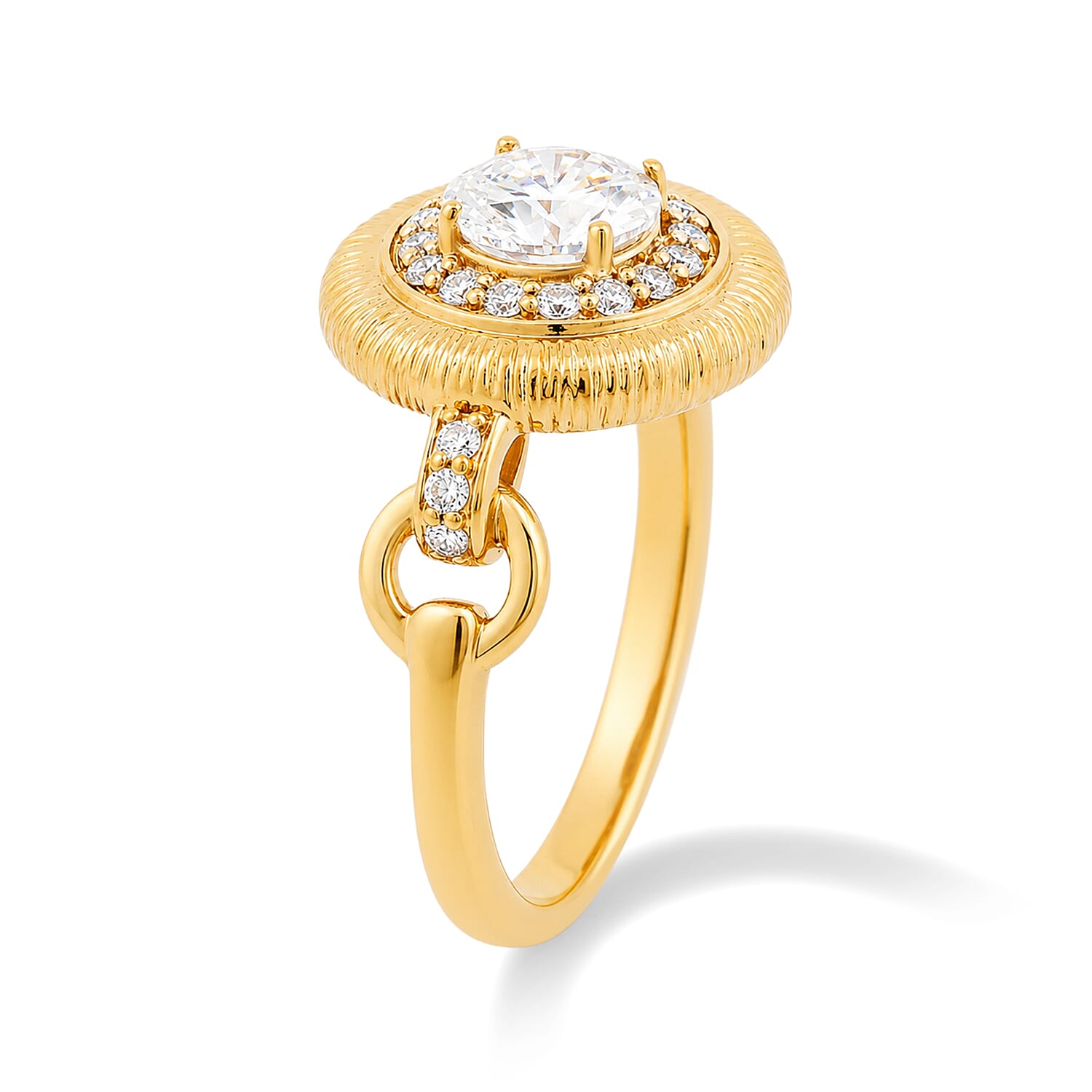 Clarte Sundial Collection Moissanite 1.06 ctw Ring in 14K Yellow Gold Over Sterling Silver (Size 6.0)