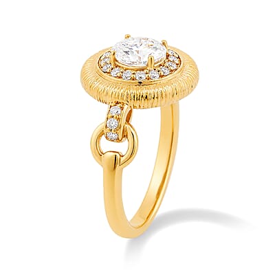 Clarte Sundial Collection Moissanite 1.06 ctw Ring in 14K Yellow Gold Over Sterling Silver (Size 6.0)