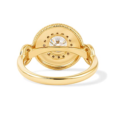 Clarte Sundial Collection Moissanite 1.06 ctw Ring in 14K Yellow Gold Over Sterling Silver (Size 6.0)