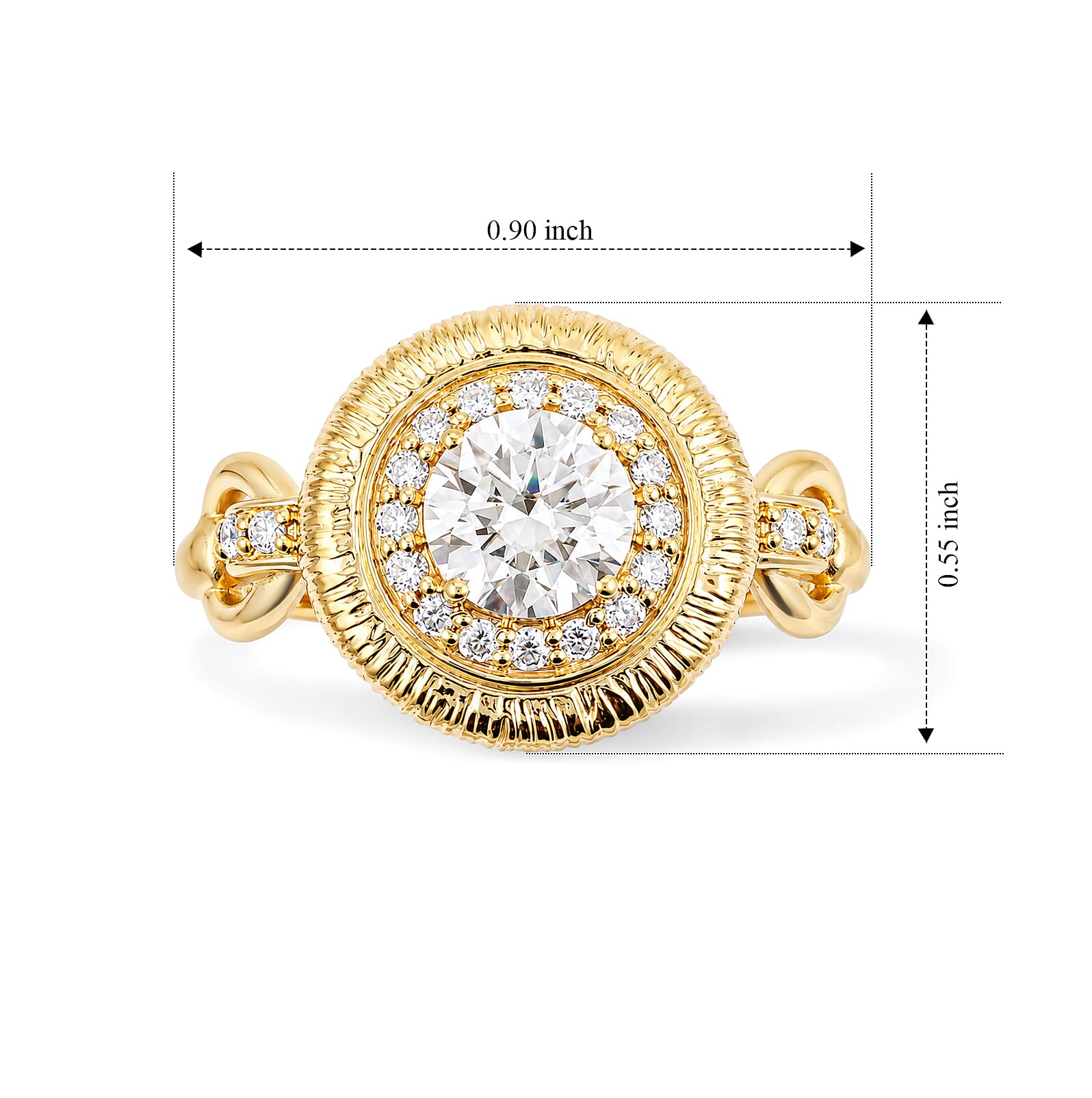 Clarte Sundial Collection Moissanite 1.06 ctw Ring in 14K Yellow Gold Over Sterling Silver (Size 6.0)