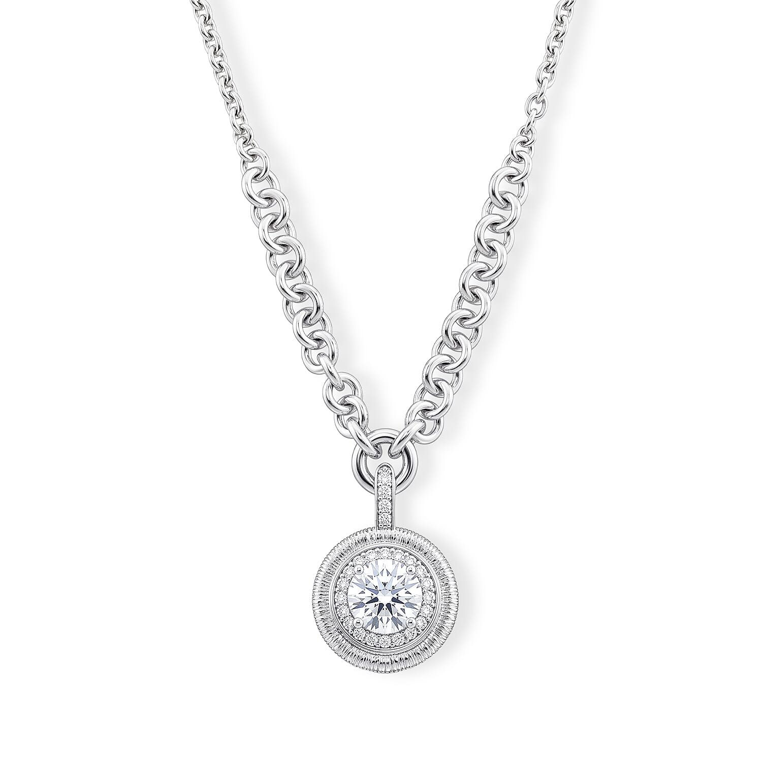 Clarte Moissanite 2.03 ctw Sundial Necklace in Sterling Silver 16-20 Inches