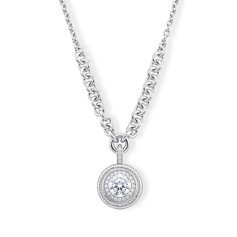 Clarte Moissanite 2.03 ctw Sundial Necklace in Sterling Silver 16-20 Inches