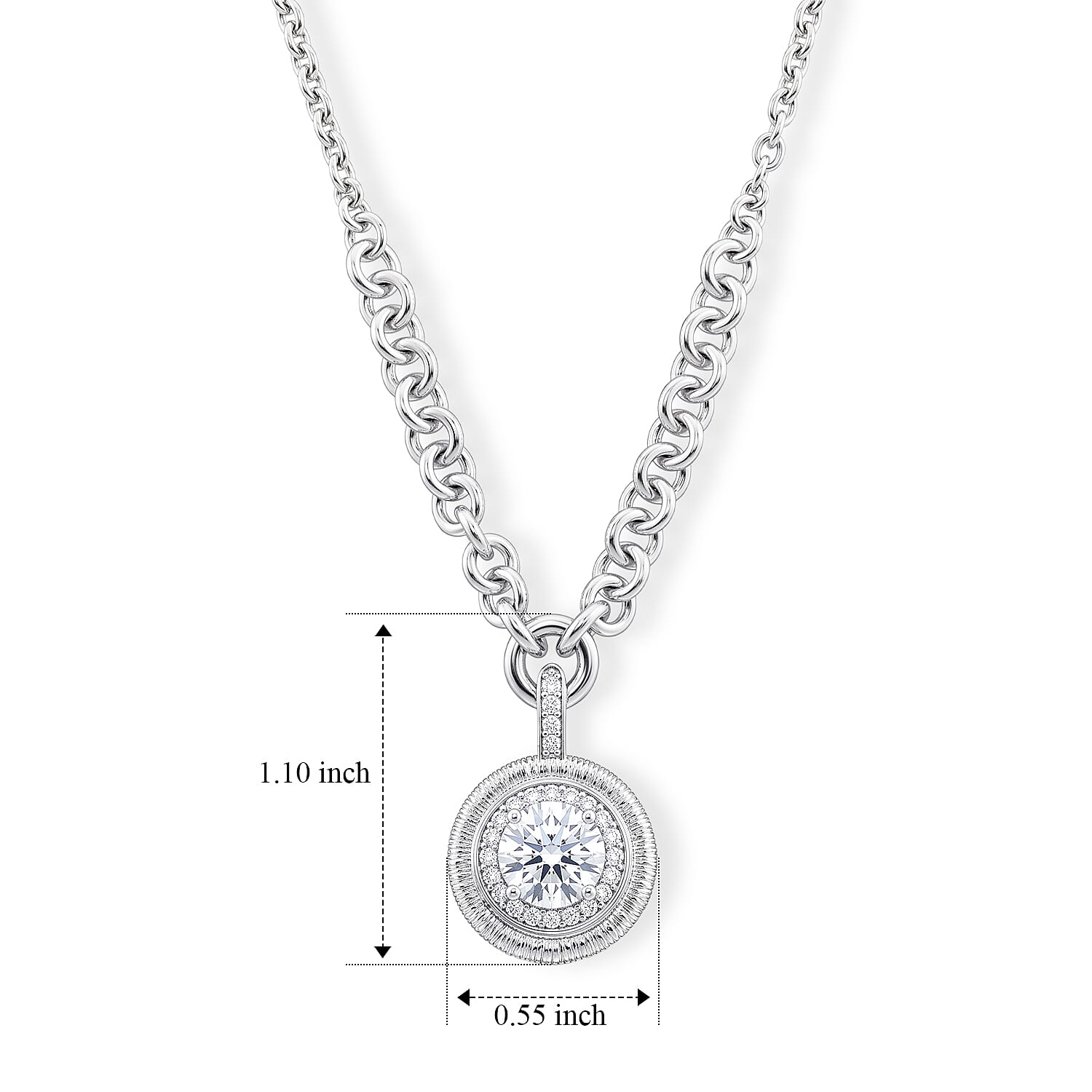 Clarte Moissanite 2.03 ctw Sundial Necklace in Sterling Silver 16-20 Inches