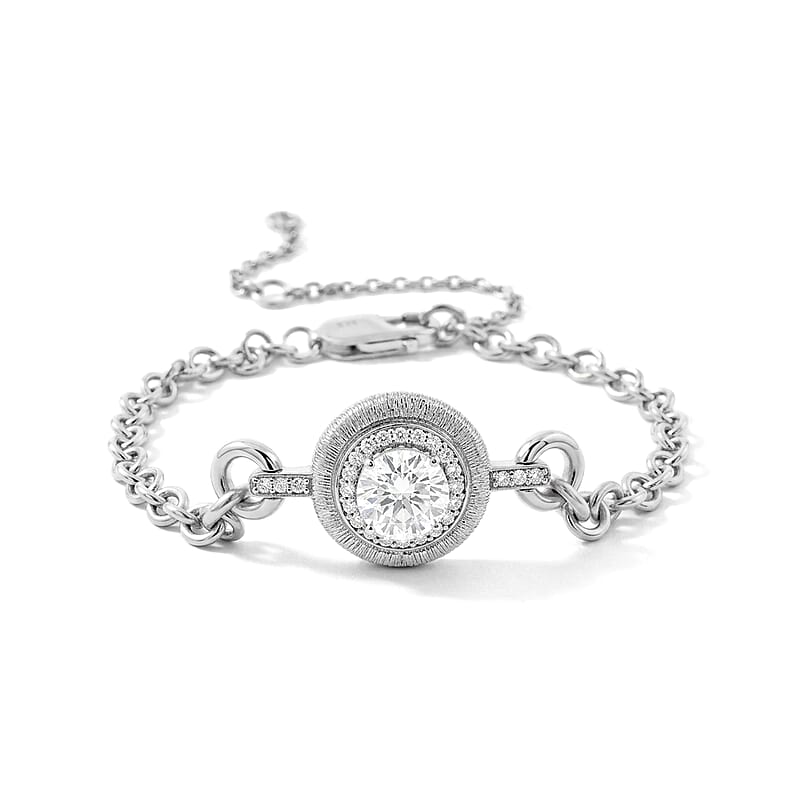 Clarte Moissanite 9.75 ctw Sundial Bracelet in Sterling Silver (7-10In)