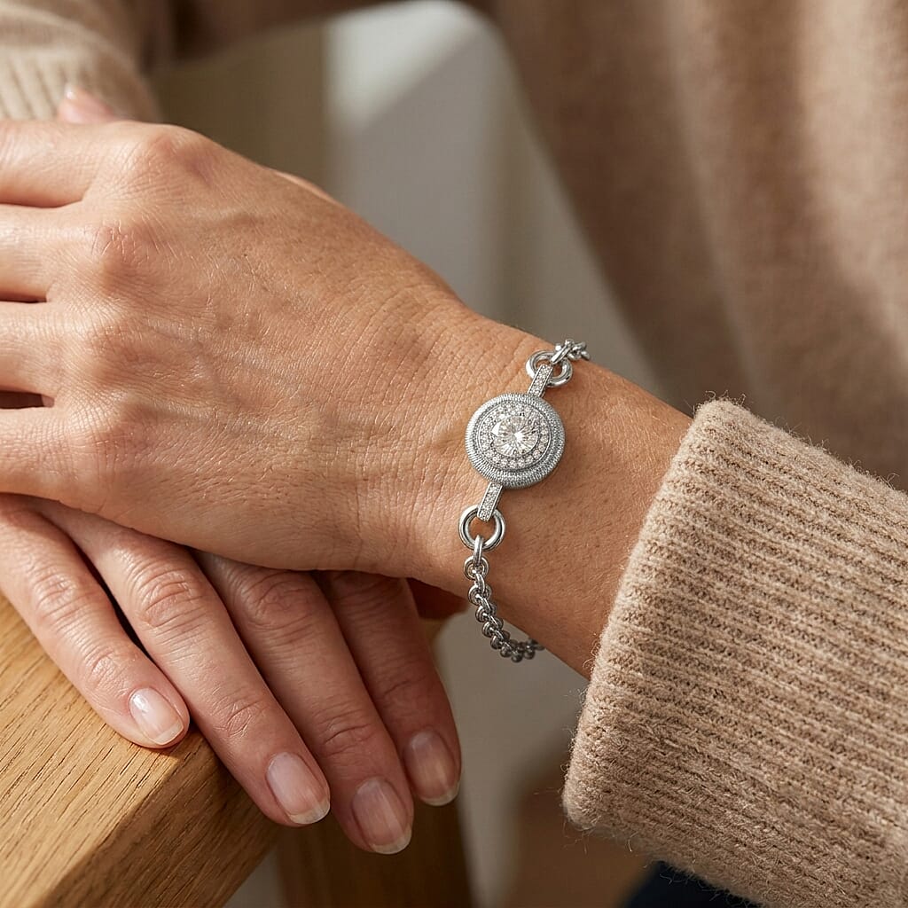 Clarte Moissanite 9.75 ctw Sundial Bracelet in Sterling Silver (7-10In)